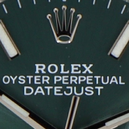 Nahaufnahme Zifferblatt Rolex Datejust Mintgreen