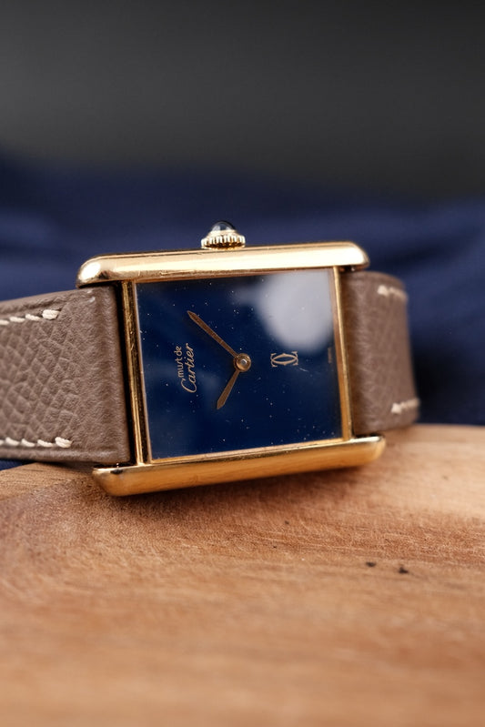 Cartier Must de Tank Vermeil  Tank "Lapis" Blue Spider Dial SERVICED LM Big Size
