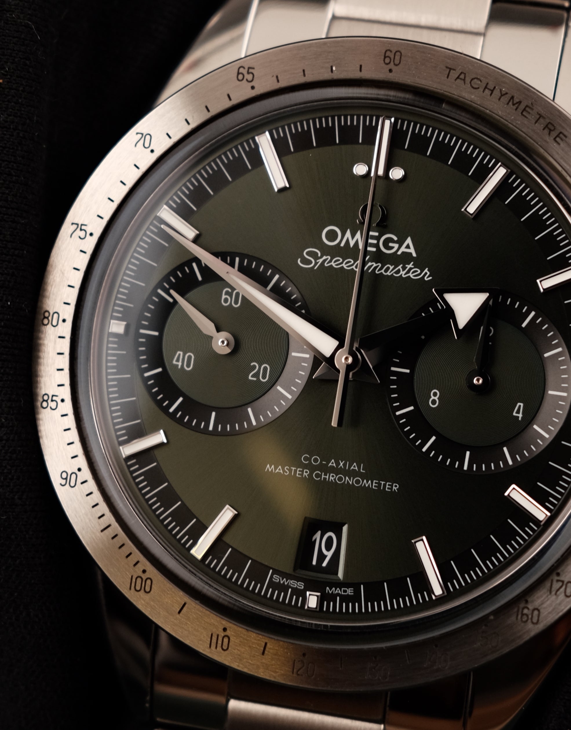 Omega Speedmaster '57 33210415110001 Box + og. Papiere Green Dial
