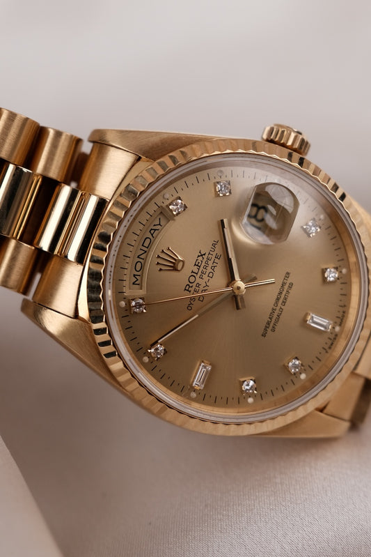 Rolex Day-Date 36 18238 Box + og. Papiere Champagne Diamond Dial