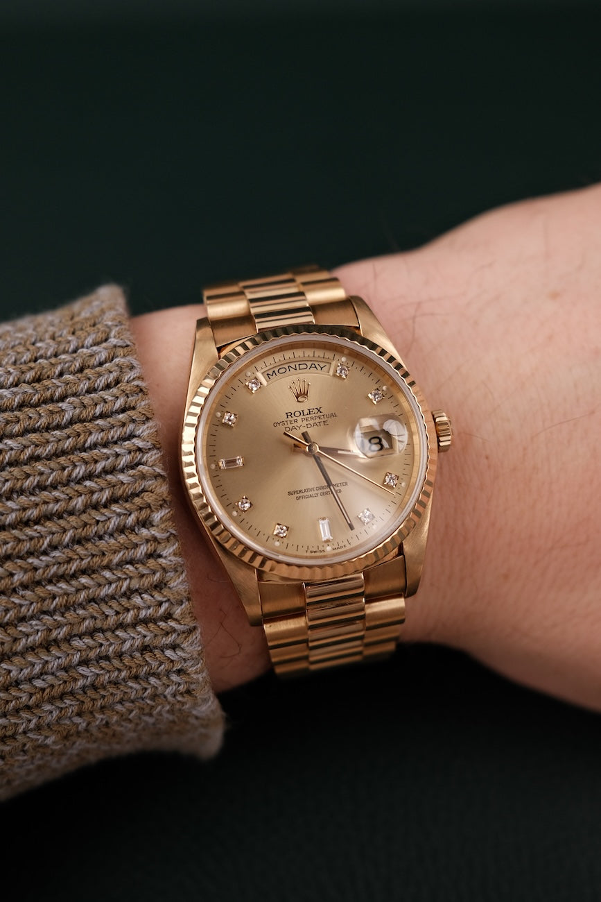 Rolex Day-Date 36 18238 Box + og. Papiere Champagne Diamond Dial