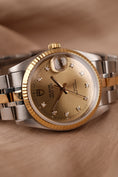 Bild in Galerie-Betrachter laden, Tudor Prince Date, S/G, Champagne Diamond Dial, Fluted Bezel 74033 Original Papiere 34mm, SERVICED
