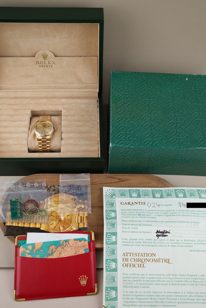 Rolex Day-Date 36 18238 Box + og. Papiere Champagne Diamond Dial