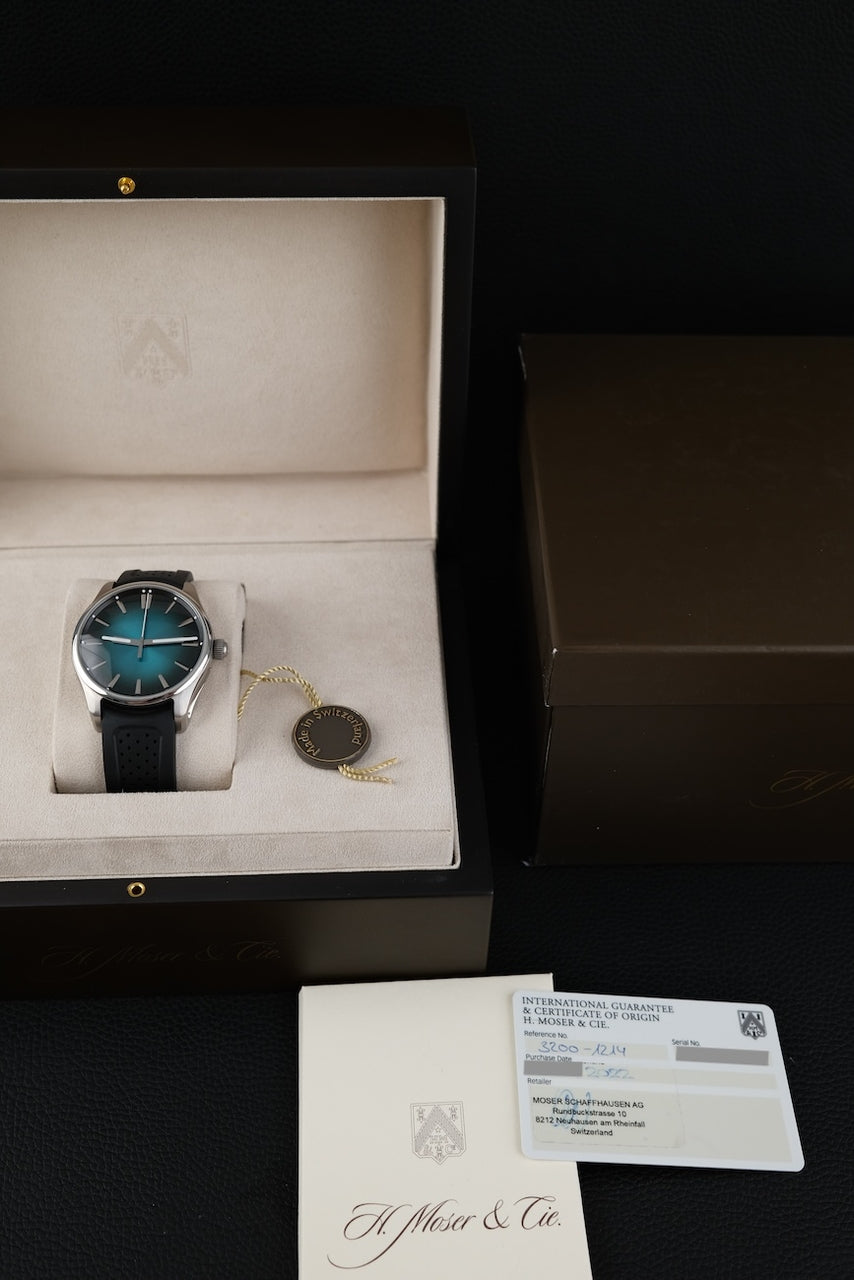 H.Moser & Cie Pioneer 42  3200-1214 Box + og. Papiere Mega Cool Blue Lagoon, 42,8mm
