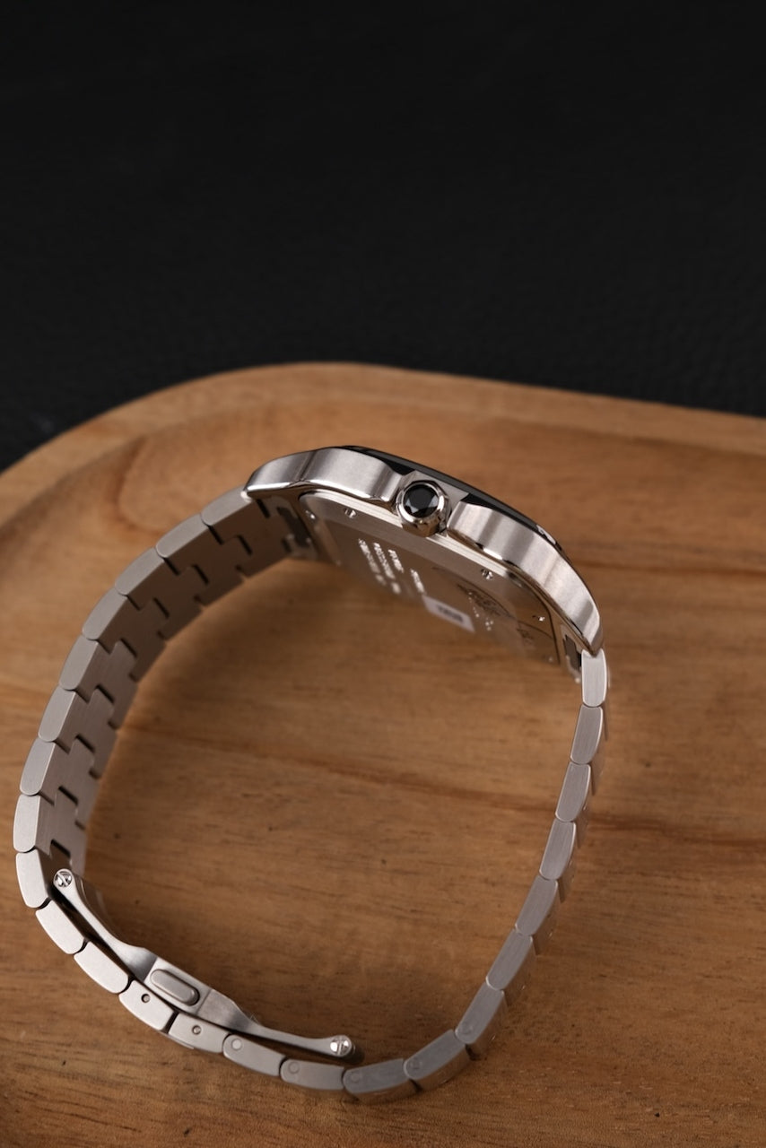 Cartier Santos WSSA0037 Box + og. Papiere 99% New, Grey Dial, Warranty 2029