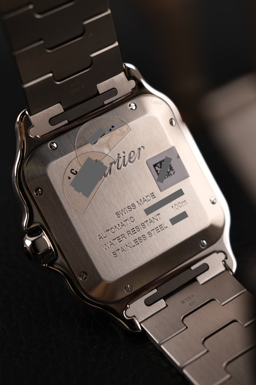 Cartier Santos WSSA0037 Box + og. Papiere 99% New, Grey Dial, Warranty 2029