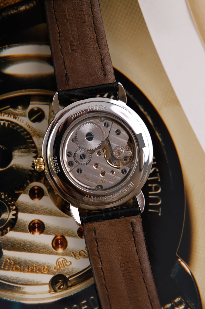 Maurice Lacroix Masterpiece Springende Stunde 28505 Box + og. Papiere German First Buyer's Invoice, SERVICED