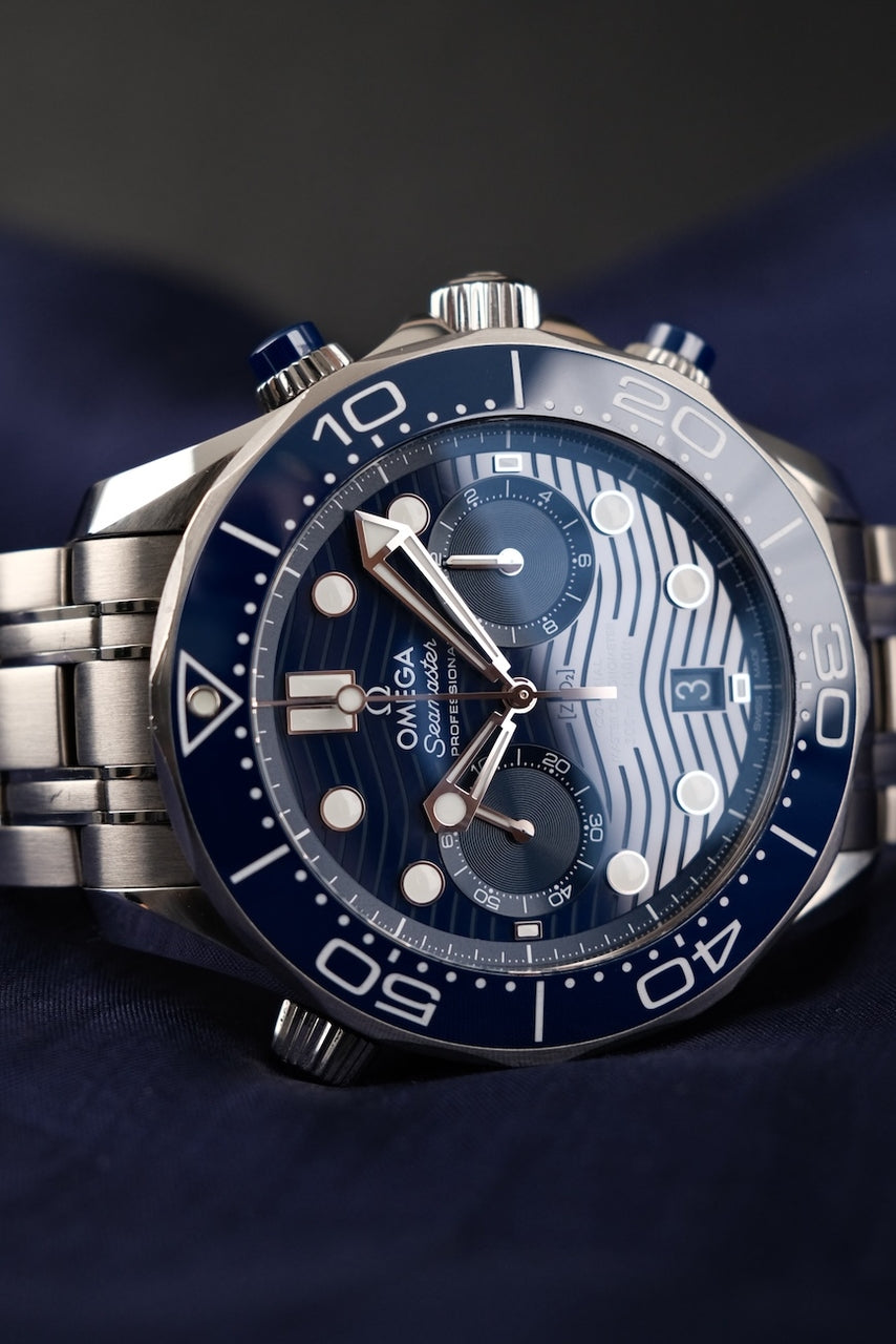Omega Seamaster 300m Chronograph 210.30.44.51.03.001 Box + og. Papiere Blue Dial, 44mm