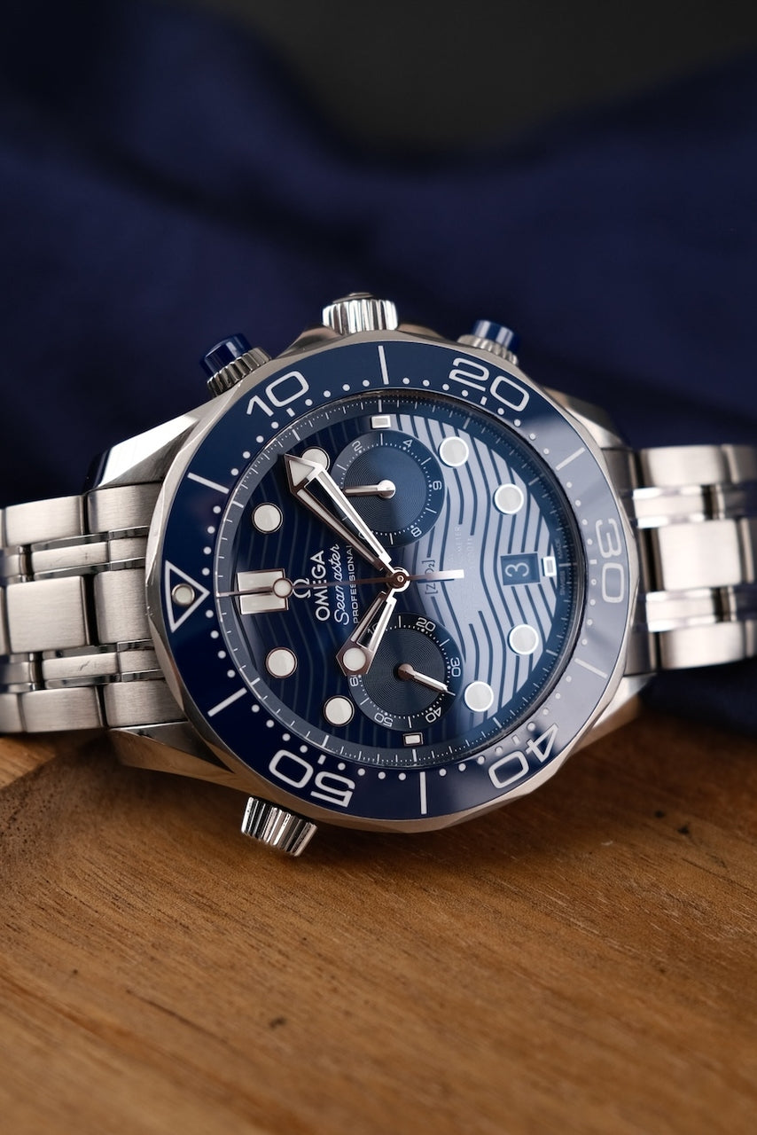 Omega Seamaster 300m Chronograph 210.30.44.51.03.001 Box + og. Papiere Blue Dial, 44mm