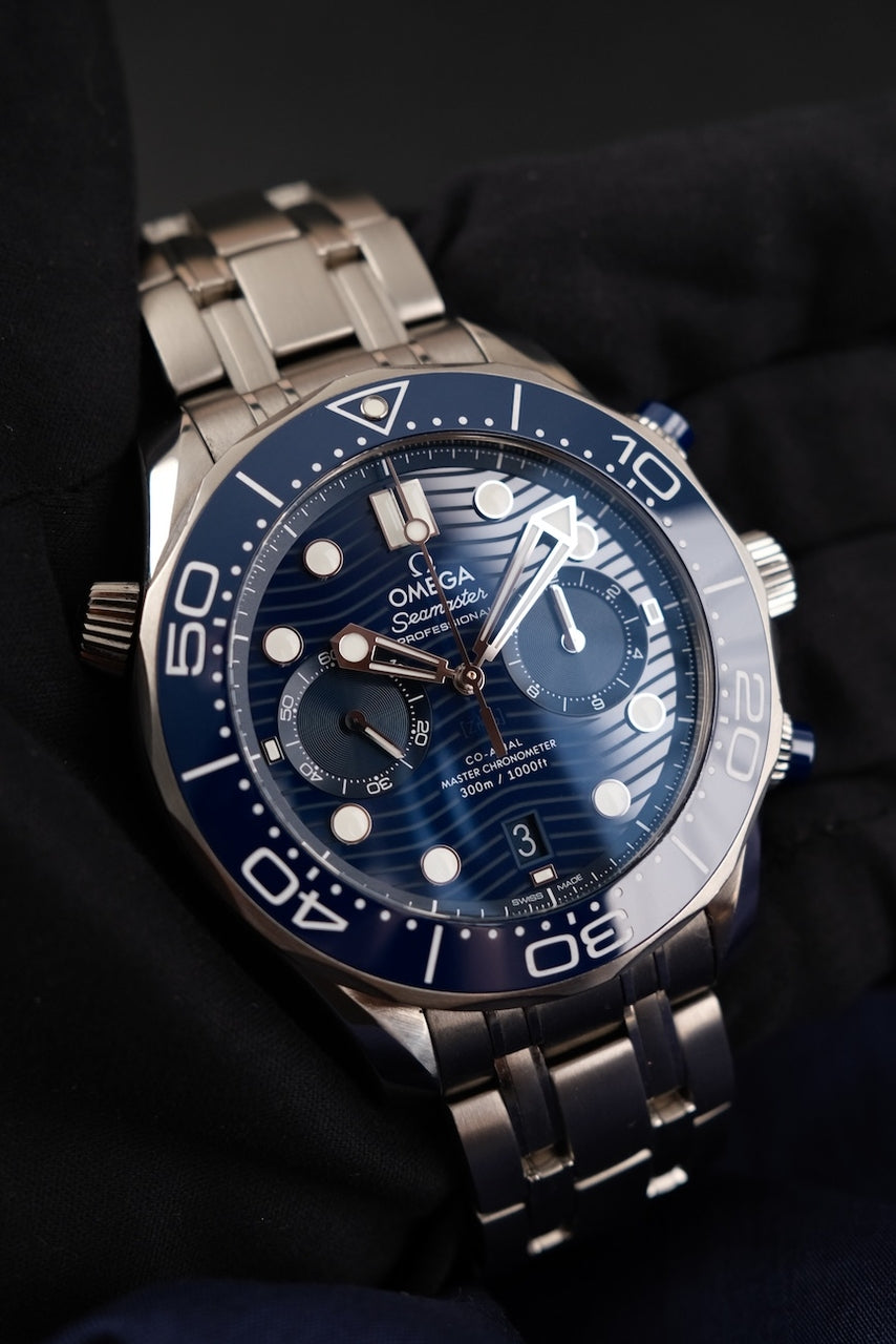 Omega Seamaster 300m Chronograph 210.30.44.51.03.001 Box + og. Papiere Blue Dial, 44mm