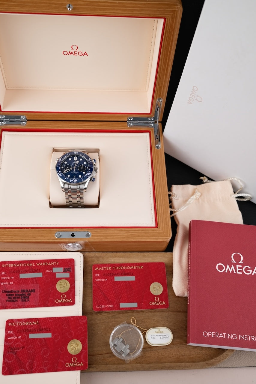 Omega Seamaster 300m Chronograph 210.30.44.51.03.001 Box + og. Papiere Blue Dial, 44mm