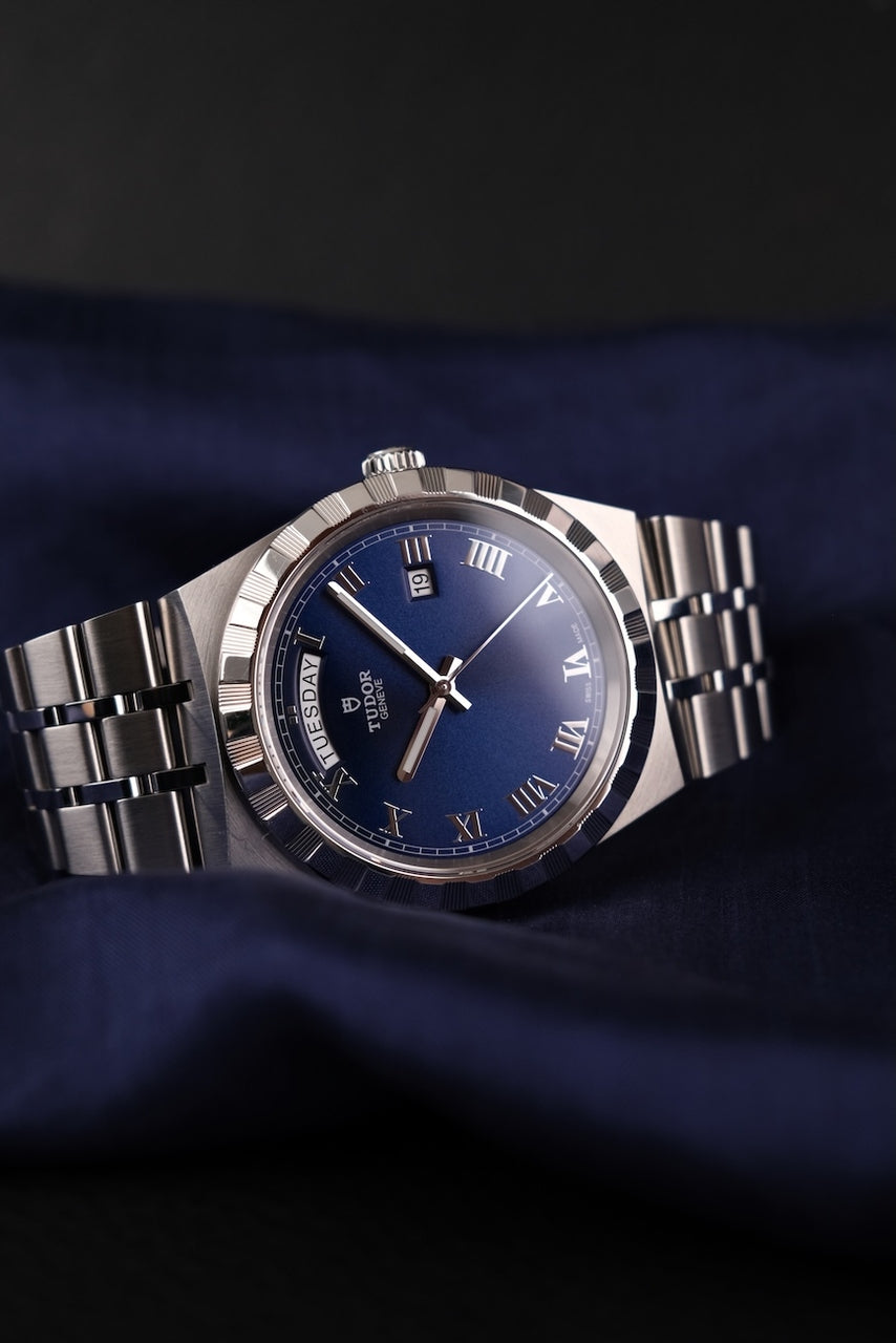 Tudor Royal 41 28600 Box + og. Papiere Blue Roman Dial, German First Buyer's Invoice