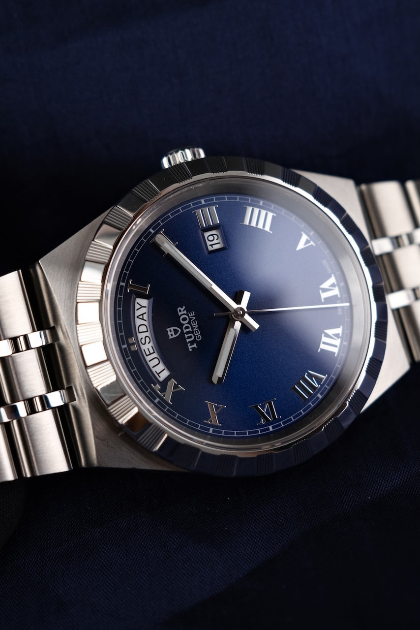Tudor Royal 41 28600 Box + og. Papiere Blue Roman Dial, German First Buyer's Invoice