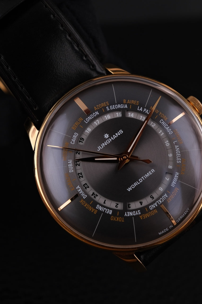 Junghans Meister Worldtimer 27/5013.01 Box + og. Papiere German Delivered, 40mm