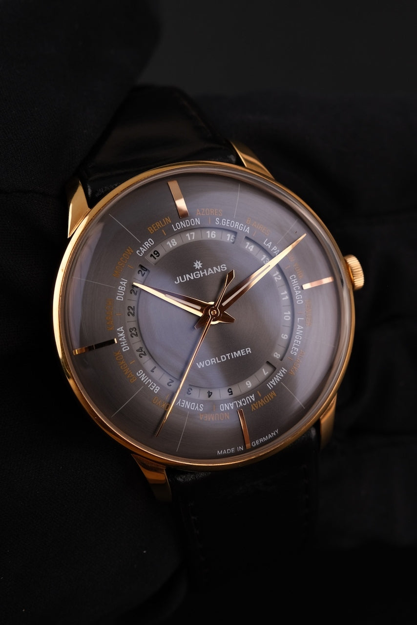 Junghans Meister Worldtimer 27/5013.01 Box + og. Papiere German Delivered, 40mm