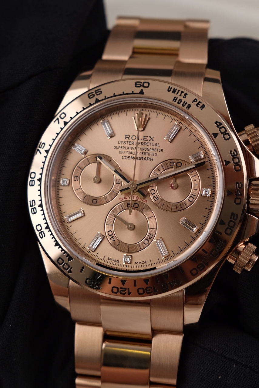 Rolex Daytona 116505 Box + og. Papiere Baguette Dial Rolex CPO Card First Buyer´s Receipt