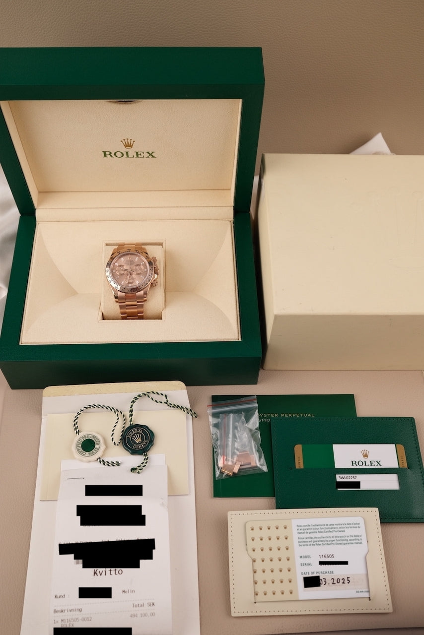 Rolex Daytona 116505 Box + og. Papiere Baguette Dial Rolex CPO Card First Buyer´s Receipt