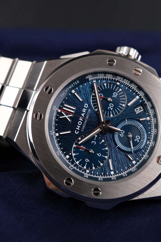 Chopard Alpine Eagle XL Chrono 298609-3001 Box + og. Papiere Blue Dial, Chopard Rubber Strap incl. Buckle, German Delivered