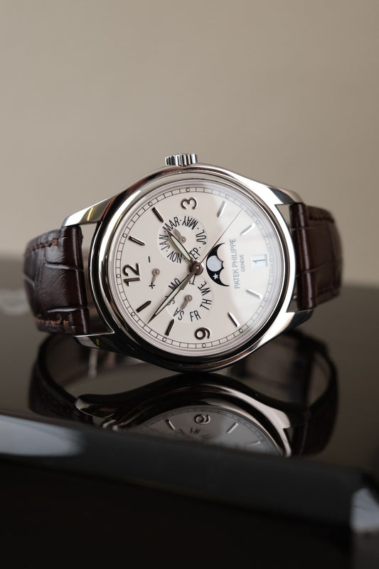 Patek Philippe Annual Calendar 5146G-001 Box + og. Papiere 18k White Gold, Moonphase, German Delivered, Cream Dial