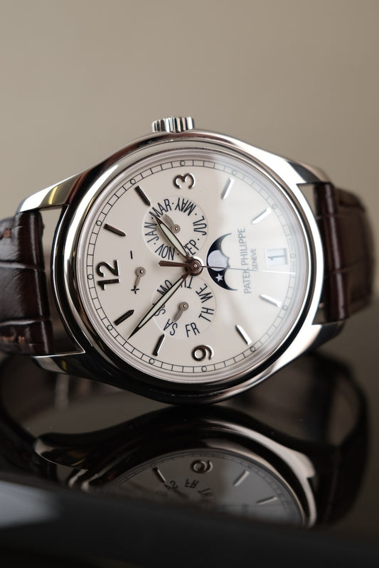 Patek Philippe Annual Calendar 5146G-001 Box + og. Papiere 18k White Gold, Moonphase, German Delivered, Cream Dial