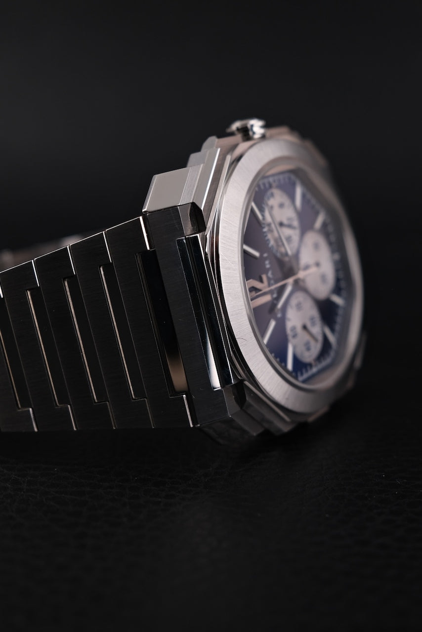 Bulgari Octo Finissimo Chronograph GMT 103467 Box + og. Papiere Blue Dial, Warranty 11/2026