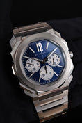 Bild in Galerie-Betrachter laden, Bulgari Octo Finissimo Chronograph GMT 103467 Box + og. Papiere Blue Dial, Warranty 11/2026
