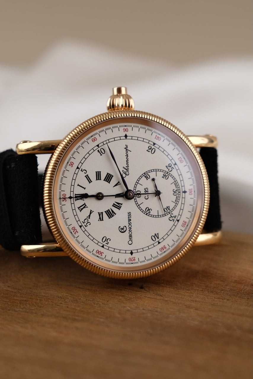 Chronoswiss Chronoscope CH 1521 R Box + og. Papiere 18k Pink Gold, Monopusher, First Buyer's Invoice