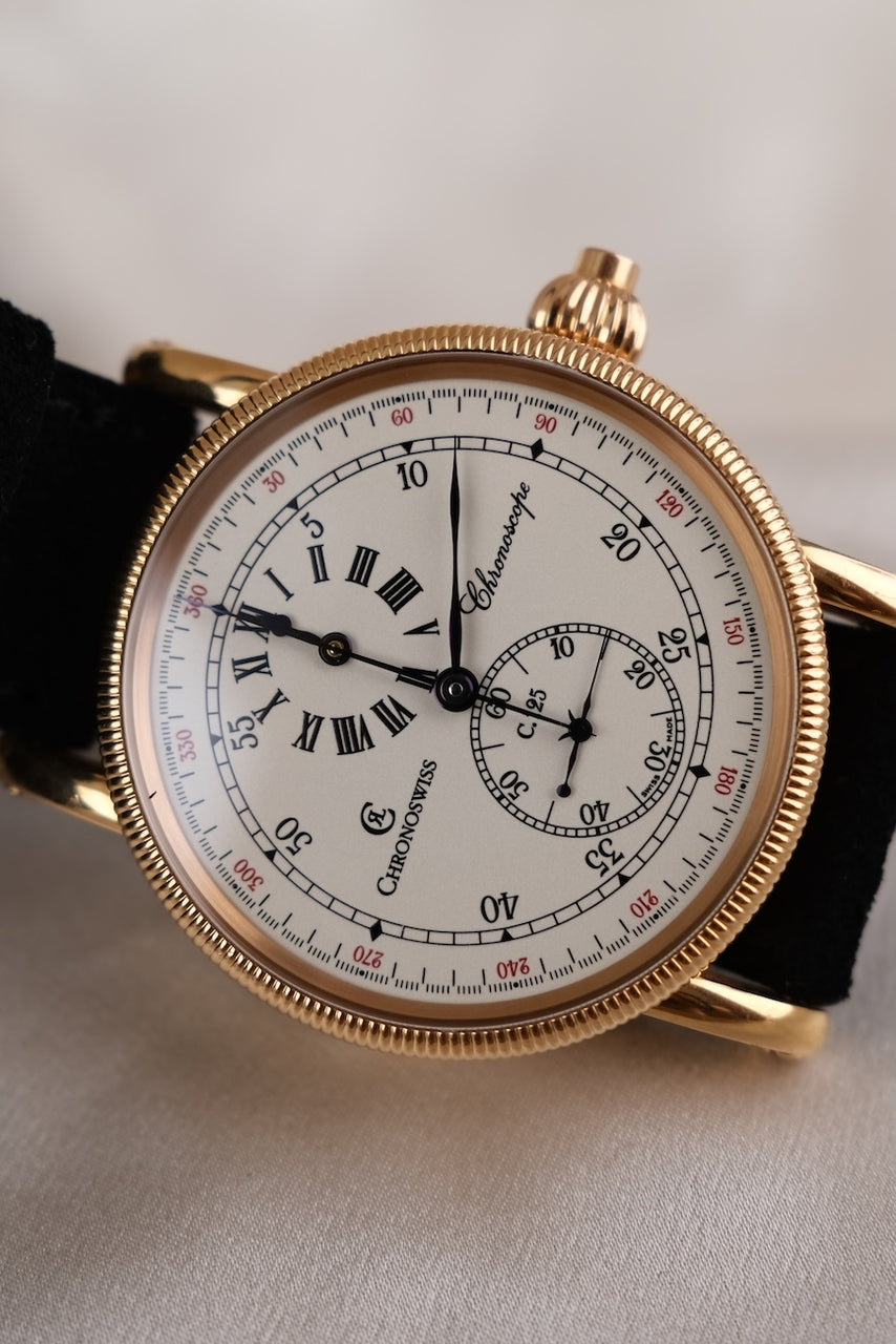 Chronoswiss Chronoscope CH 1521 R Box + og. Papiere 18k Pink Gold, Monopusher, First Buyer's Invoice
