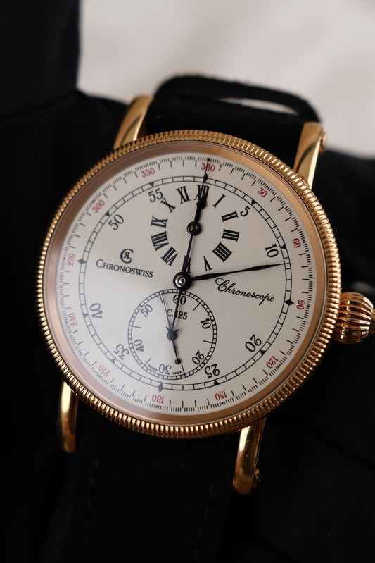 Chronoswiss Chronoscope CH 1521 R Box + og. Papiere 18k Pink Gold, Monopusher, First Buyer's Invoice