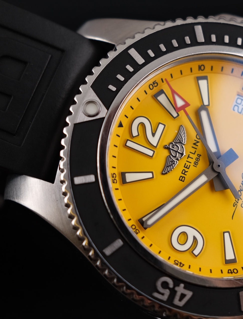 Breitling Superocean A17367021 Box + og. Papiere Yellow Dial 44mm