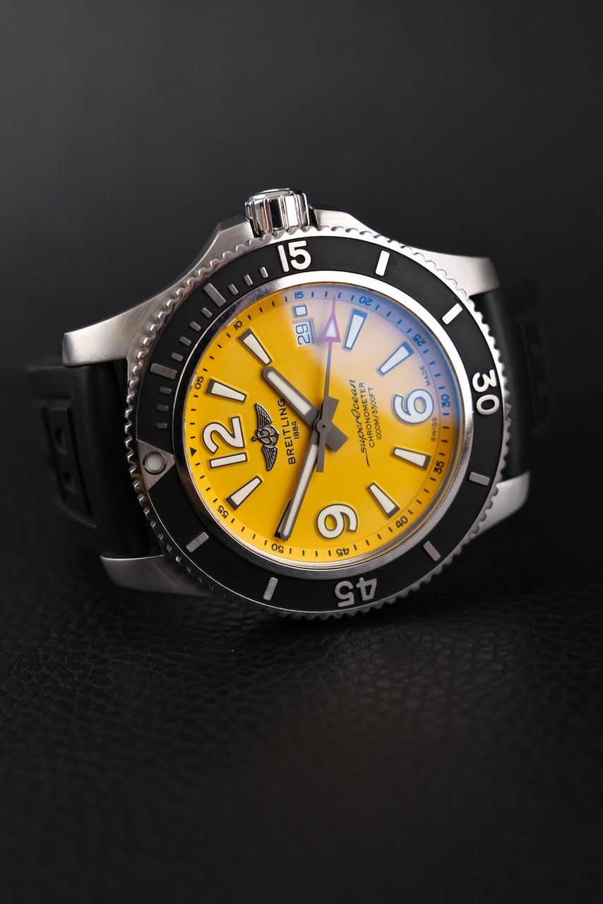 Breitling Superocean A17367021 Box + og. Papiere Yellow Dial 44mm