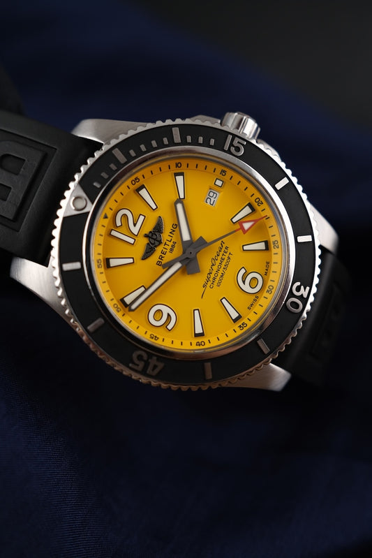 Breitling Superocean A17367021 Box + og. Papiere Yellow Dial 44mm