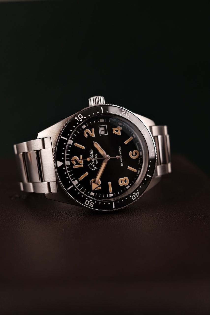 Glashütte SeaQ 13911068070 Box + og. Papiere Black Dial
