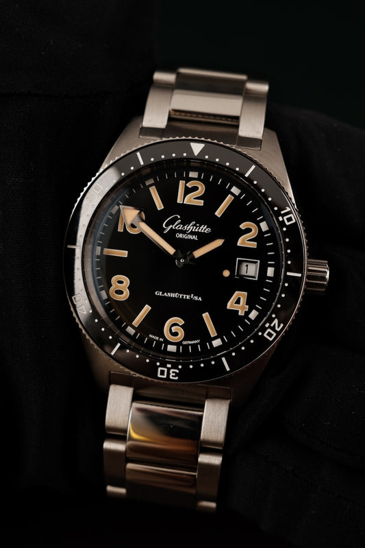 Glashütte SeaQ 13911068070 Box + og. Papiere Black Dial