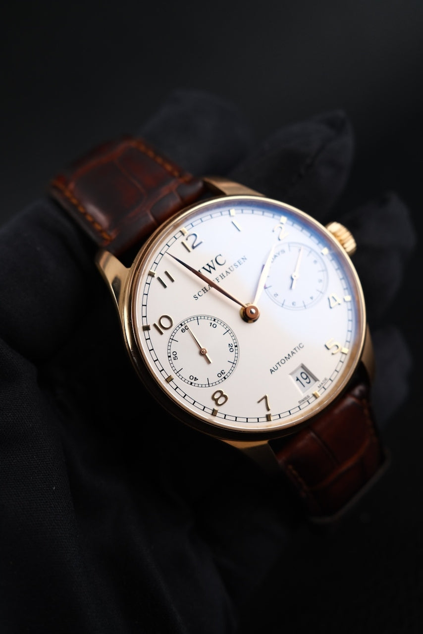 IWC Portugieser 7-Days IW500101 Box + og. Papiere 18k Rosegold, Power Reserve