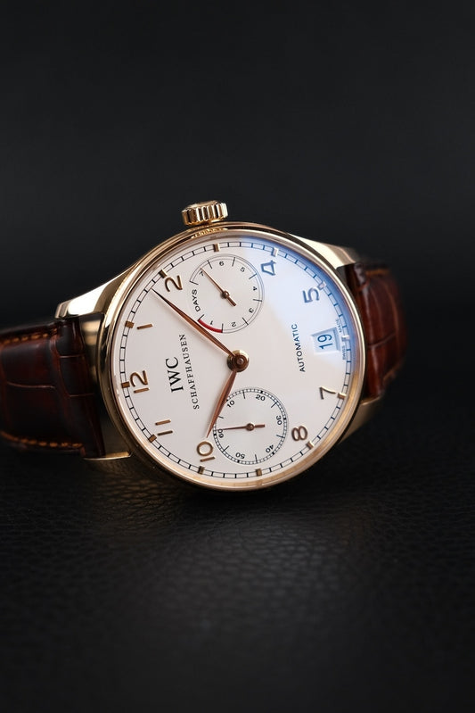 IWC Portugieser 7-Days IW500101 Box + og. Papiere 18k Rosegold, Power Reserve