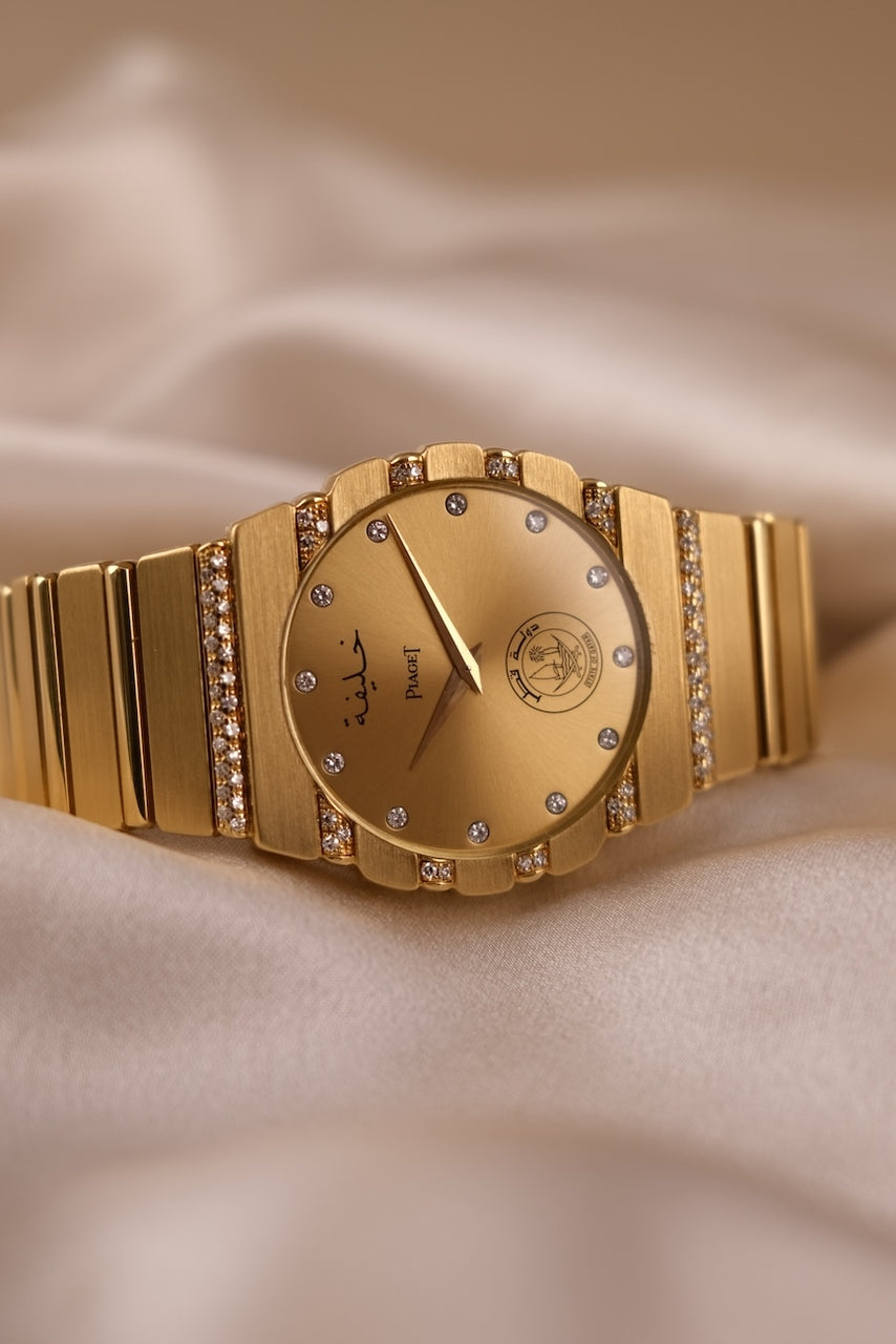Piaget Polo 7561 C735 Box 32mm, Rare Qatar Dial Factory Set, 18k Gold