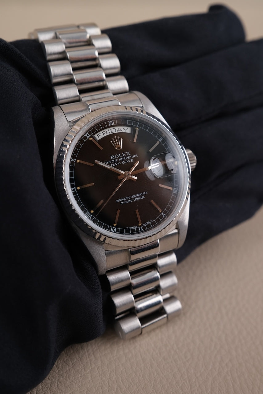 Rolex Day-Date 36 18039 Black Dial, 18k White Gold