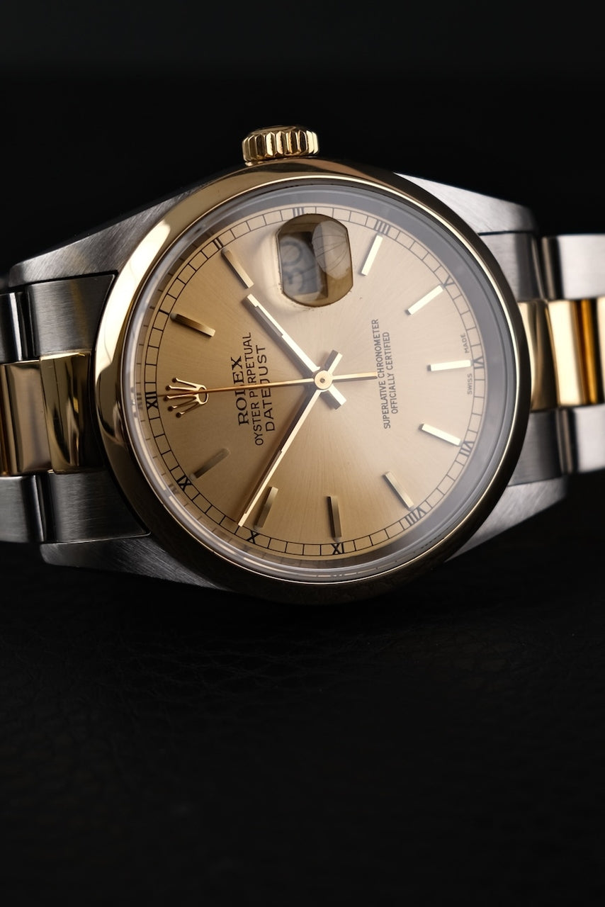 Rolex Datejust 36 16203 Original Papiere Champagne Dial, LC100, SERVICED, Great Service History, Oyster