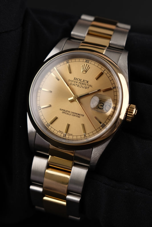 Rolex Datejust 36 16203 Original Papiere Champagne Dial, LC100, SERVICED, Great Service History, Oyster
