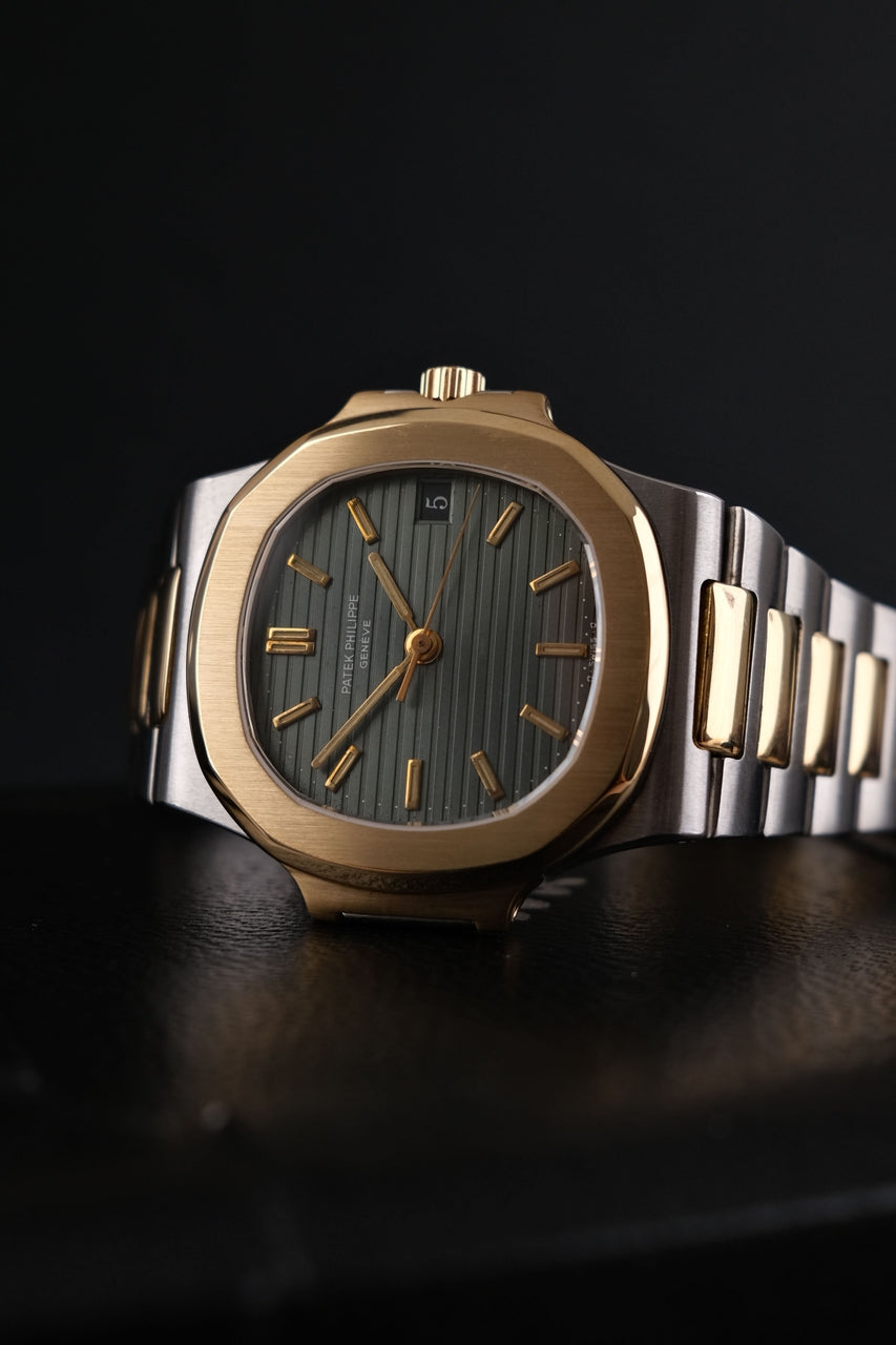 Patek Philippe Nautilus 3800 Box + og. Papiere Green" Sigma Dial, SERVICED, Black Date, S/G