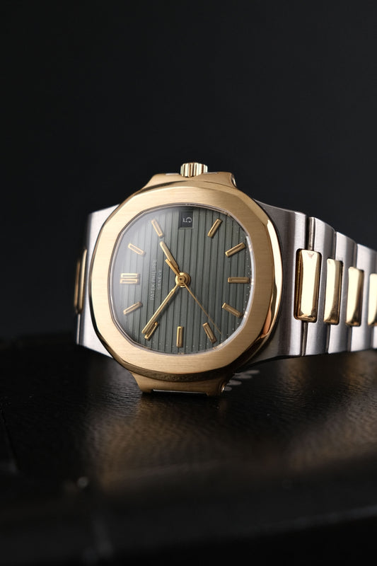Patek Philippe Nautilus 3800 Box + og. Papiere Green" Sigma Dial, SERVICED, Black Date, S/G