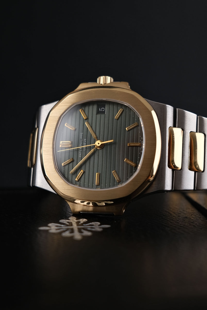 Patek Philippe Nautilus 3800 Box + og. Papiere Green" Sigma Dial, SERVICED, Black Date, S/G