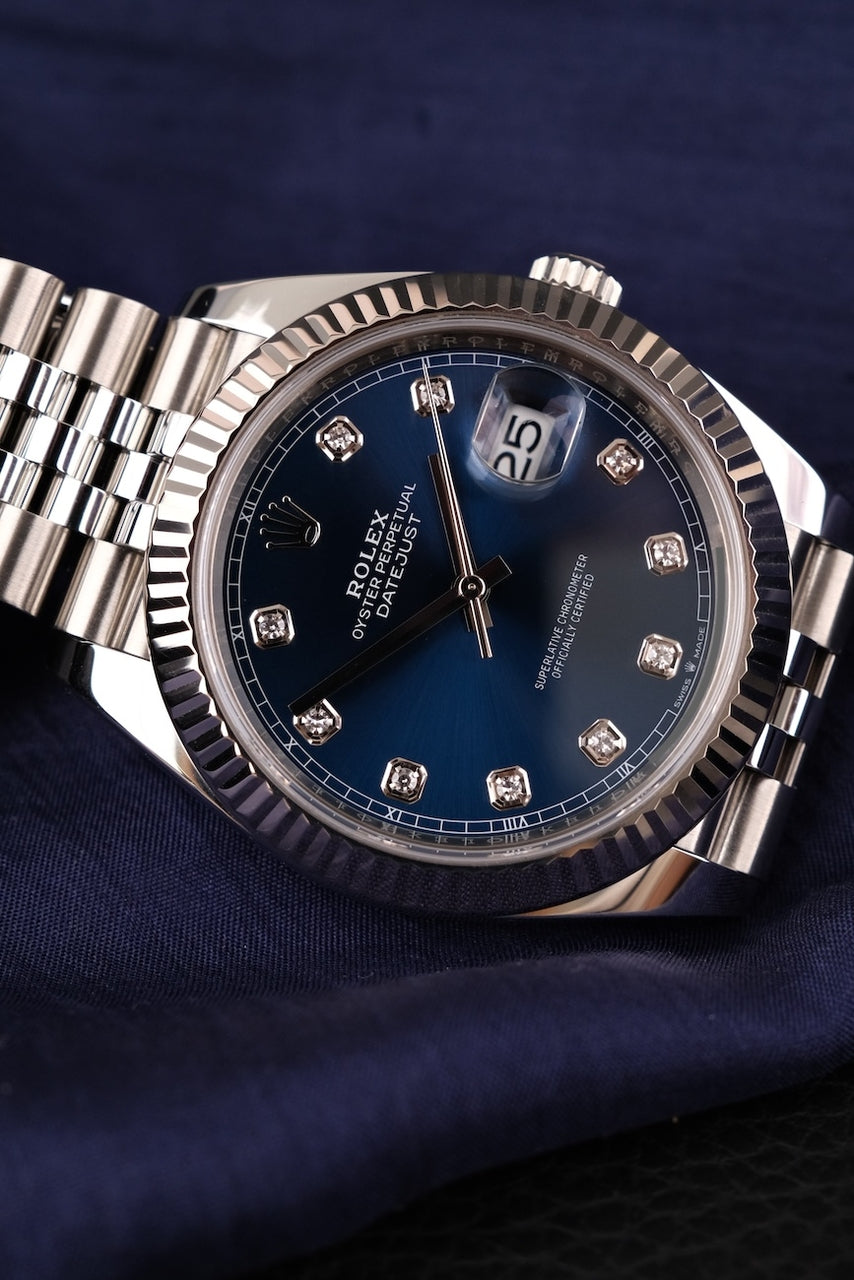 Rolex Datejust 41 126334 Box + og. Papiere Blue Diamond Dial, LC100, Jubilee