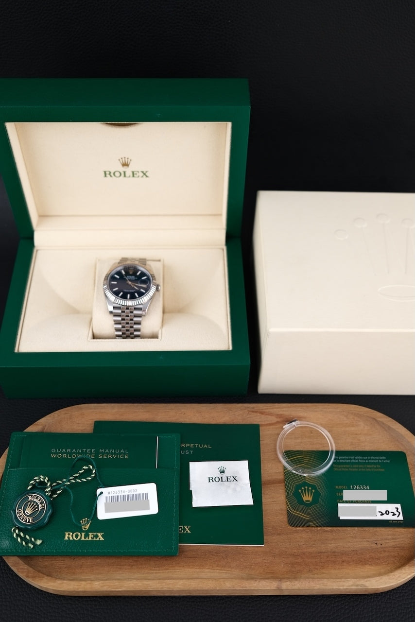Rolex Datejust 41 126334 Box + og. Papiere Blue Stick Dial, Jubilee