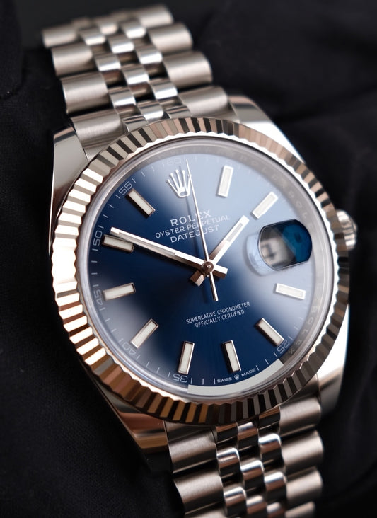 Rolex Datejust 41 126334 Box + og. Papiere Blue Stick Dial, Jubilee