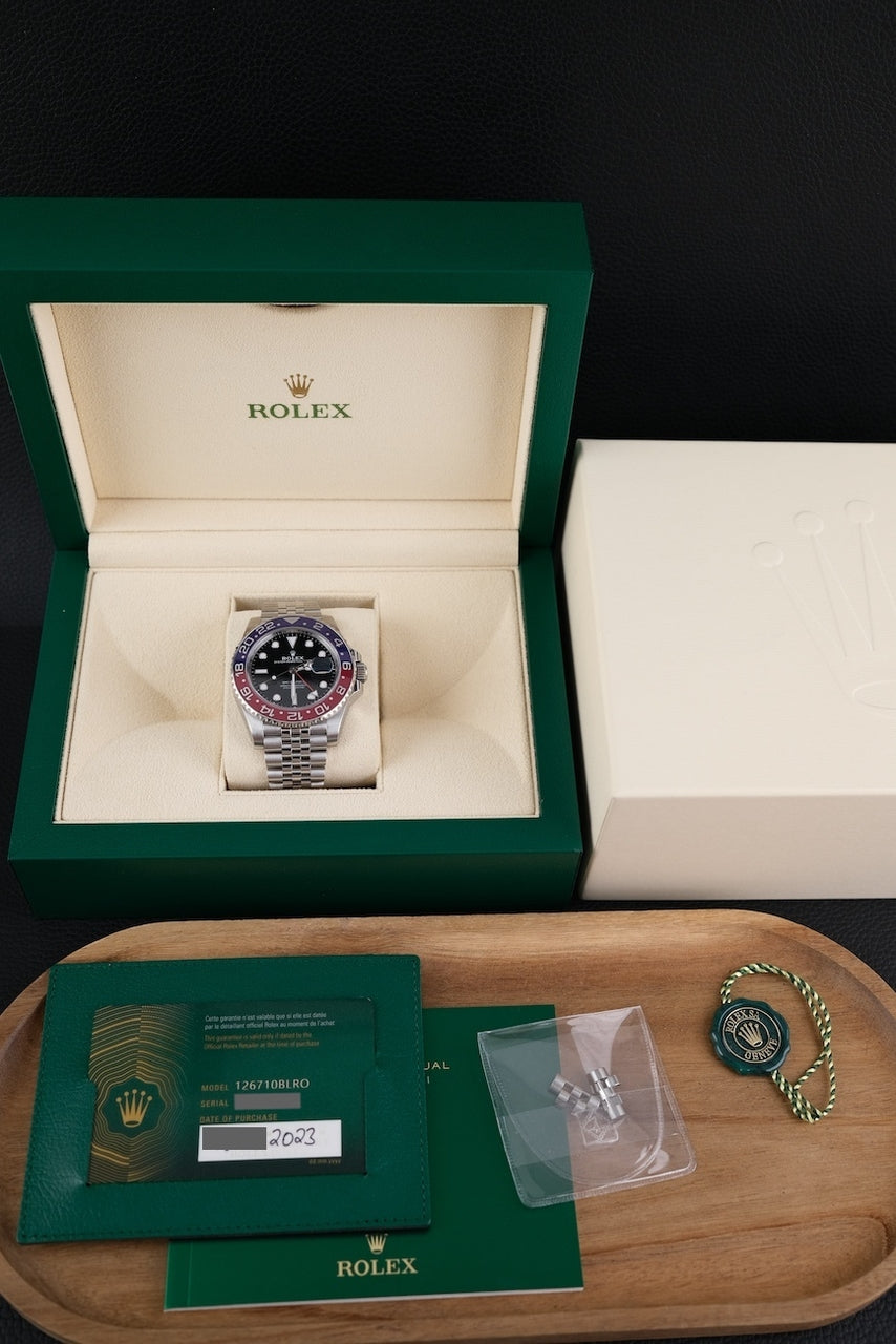 Rolex GMT-Master II "Pepsi" 126710BLRO Box + og. Papiere 2023, 40mm