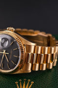 Charger l'image dans la visionneuse de la galerie, Rolex Day-Date 36 1803 Black Pie Pan Dial, SERVICED, 18k Gold, Rare
