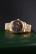 Charger l'image dans la visionneuse de la galerie, Rolex Day-Date 36 1803 Black Pie Pan Dial, SERVICED, 18k Gold, Rare
