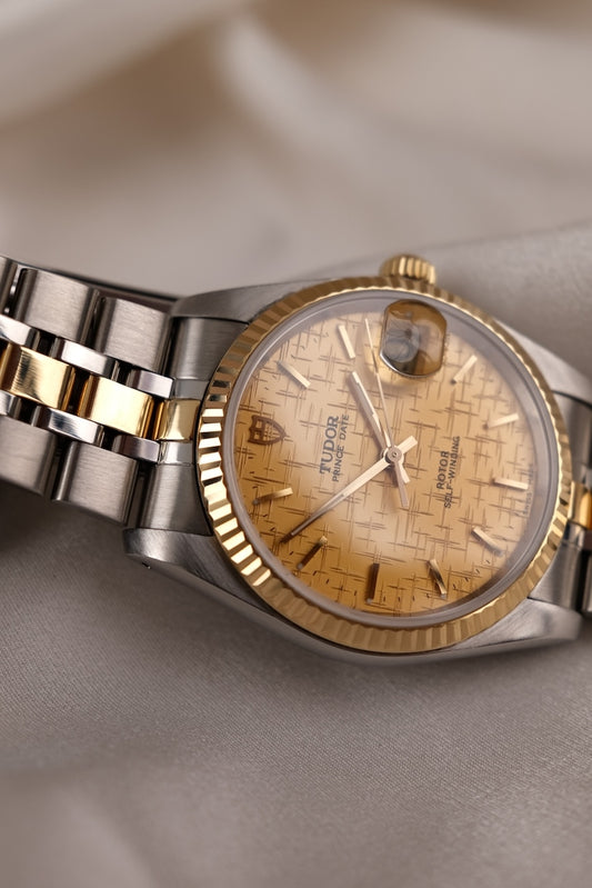 Tudor Prince Date 74033 Original Papiere S/G, 34mm, Champagne Linen Dial, SERVICED